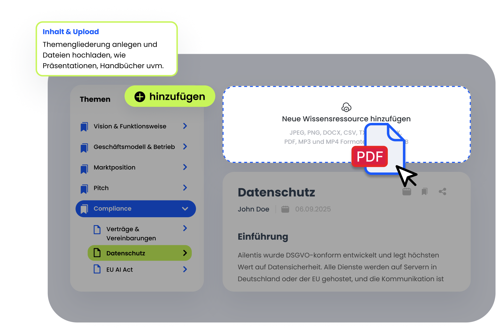 Ailentis Content-Erstellung: Dokumente in interaktive KI-Kurse verwandeln